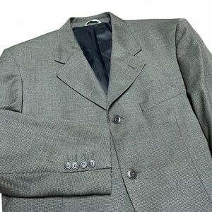 Bachrach Mens Sz 40S Blazer Made in Italy Grey Check Wool 3-Button VTG Corpcore